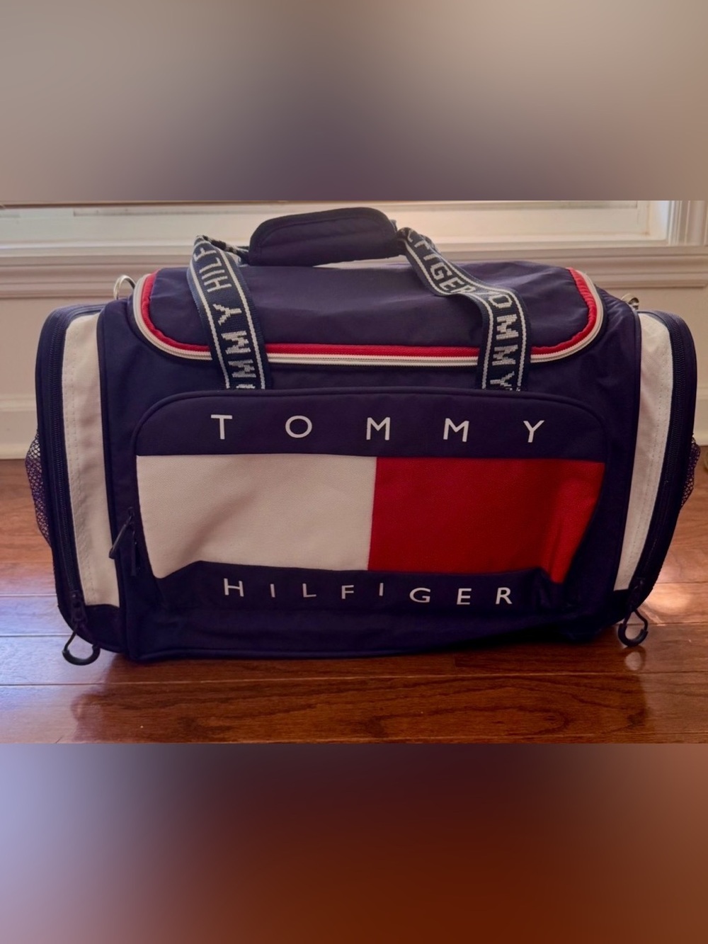 Vintage Y2K Tommy Hilfiger Navy Red White Duffle Bag